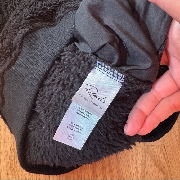 Rails Austin Black High Pile Fleece Full Zip Front Jacket Large Sherpa Soft - Picture 8 of 8